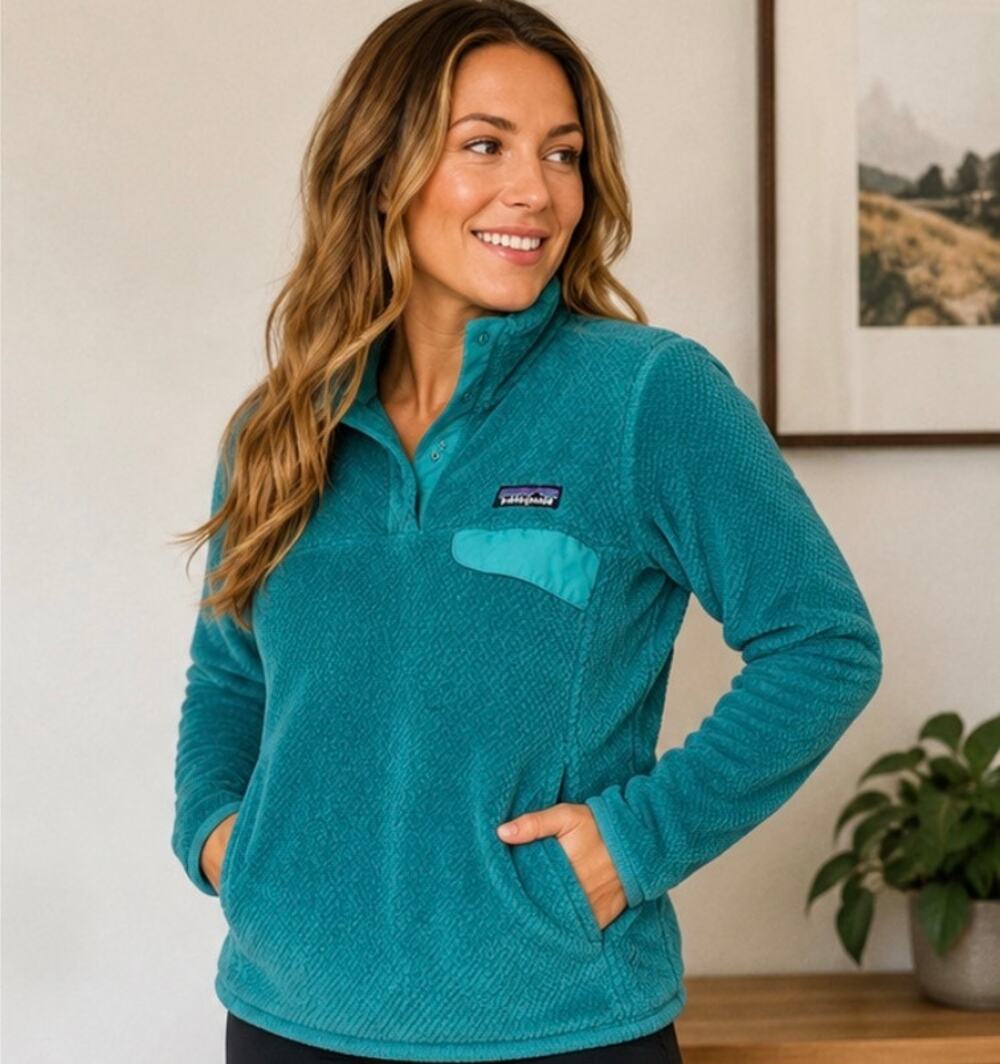 Patagonia Women’s Small Re-Tool Snap-T Fleece Pullover Teal Turquoise